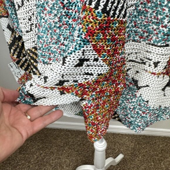 IC by Connie K Women's S Asymmetric Hem Blazer Jacket Multi Geometric EUC - Picture 5 of 14